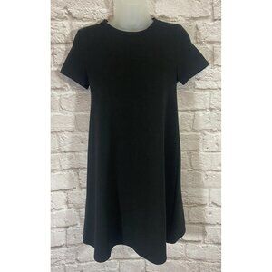 NWOT Zara Mini Dress Small Ponte Knit Ribbed Black Stretch Shift Minimalist 9680